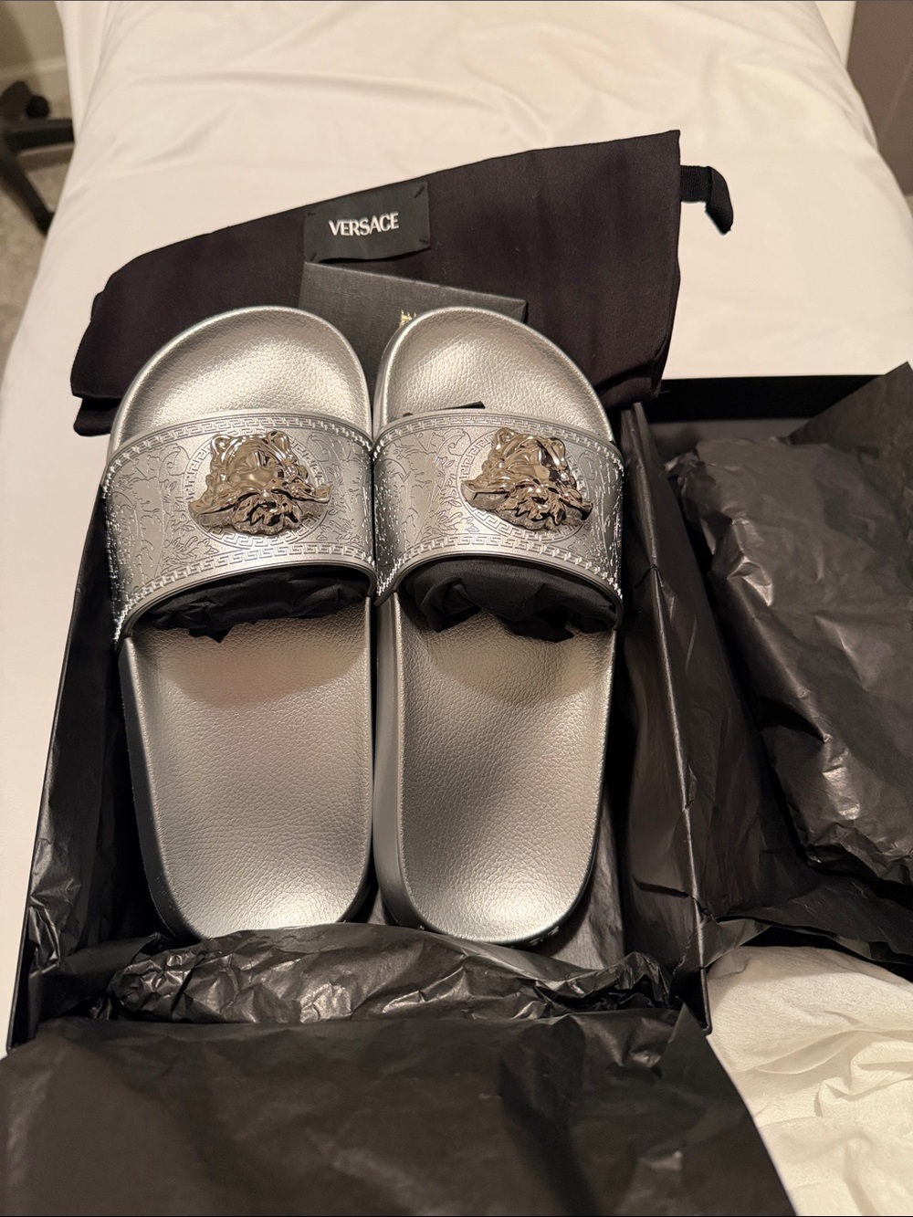 Versace Silver  Medusa  Gomma Slide